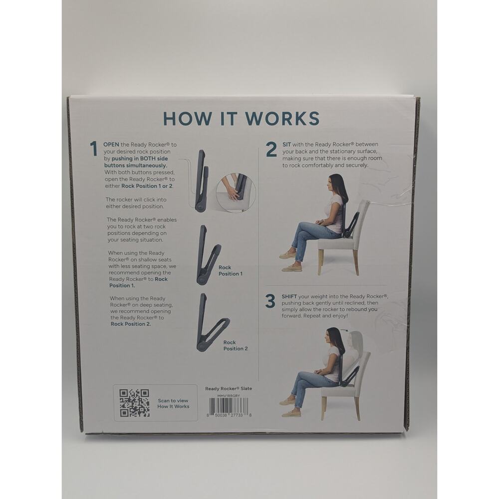 Ready Rocker Portable Rocking Device Lumbar Support Slate Gray New/Sealed - Picture 5 of 6